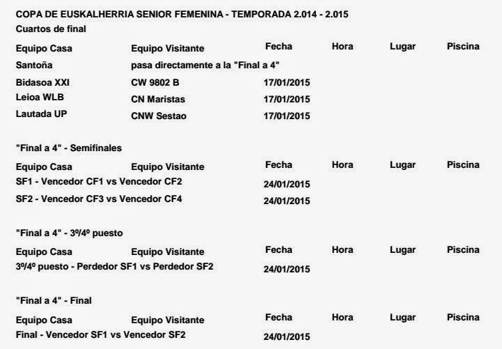 EN MARCHA LAS COPAS SENIOR MASCULINA Y FEMENINA DE EH 14-15