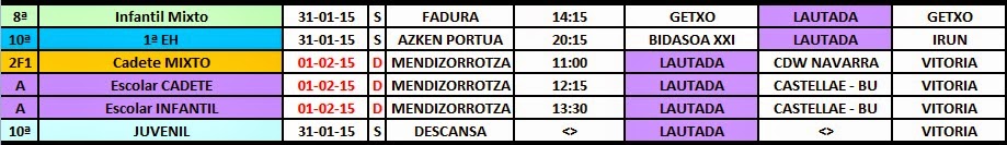 CALENDARIO DE PARTIDOS DEL FIN DE SEMANA 31 ENERO y 1 FEBRERO — cartel
