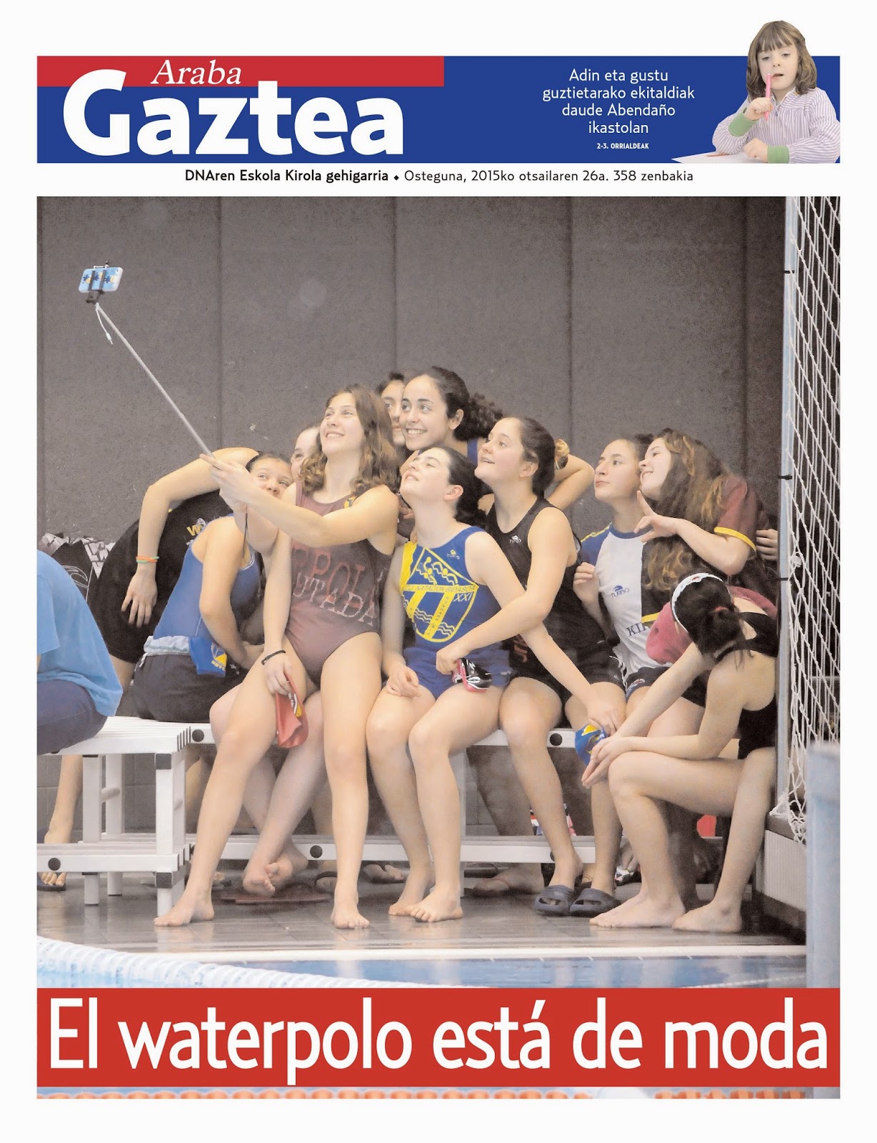 LAS CHICAS DE LA SELECCIÓN INFANTIL FEMENINA DE EUSKADI PORTADA DE ARABA GAZTEA — cartel