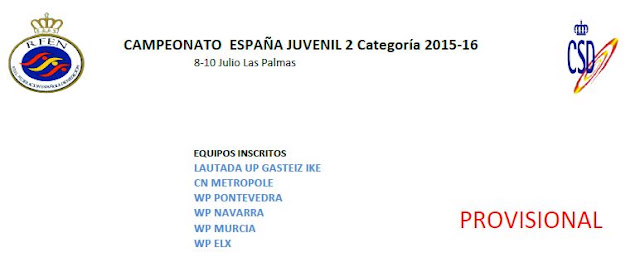 LAUTADA YA CONOCE A SUS RIVALES EN EL CAMPEONATO DE ESPAÑA JUVENIL DE LAS PALMAS DE GRAN CANARIA — cartel