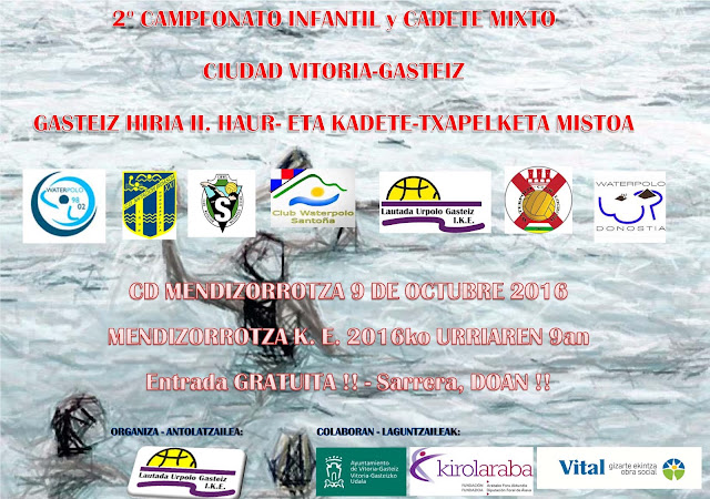 2º CAMPEONATO WATERPOLO INFANTIL + CADETE CIUDAD DE VITORIA GASTEIZ — cartel