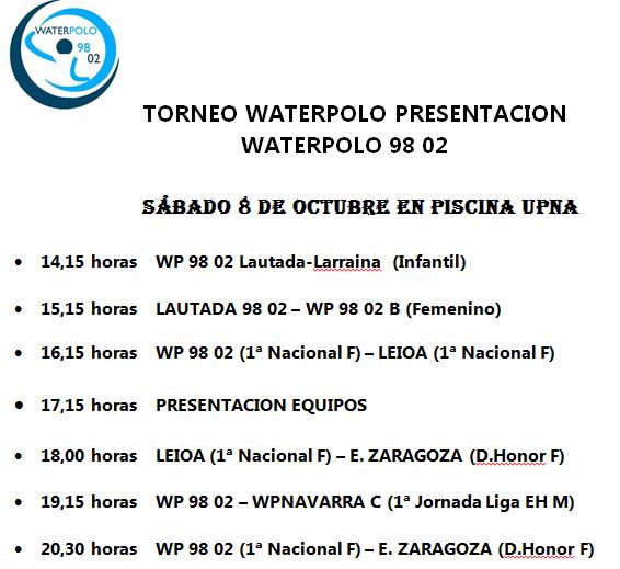 LAUTADA SENIOR FEMENINO Y EL INFANTIL WP9802-LAUTADA PARTICIPARÁN EN EL TORNEO PRESENTACIÓN DE WP9802 — cartel