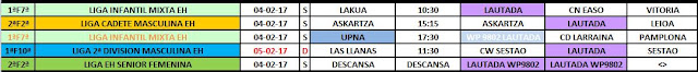 RESUMEN PARTIDOS DEL FIN DE SEMANA DEL 28 y 29 DE ENERO