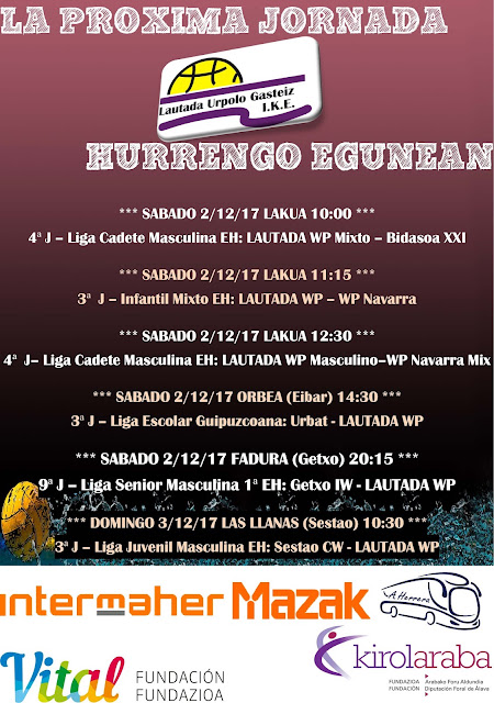 RESUMEN PARTIDOS DEL FIN DE SEMANA DEL 25 al 26 de NOVIEMBRE DE 2017