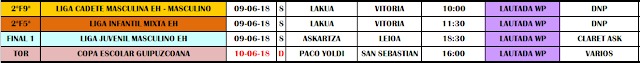 RESUMEN PARTIDOS DEL FIN DE SEMANA DEL 2 y 3 DE JUNIO DE 2018