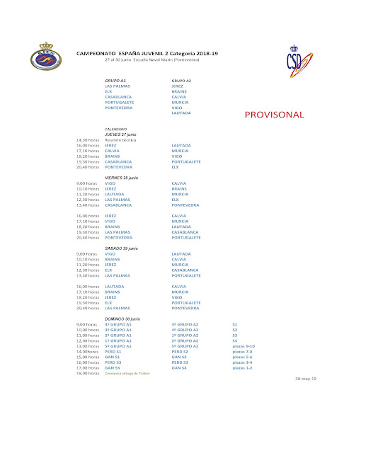 EL EQUIPO JUVENIL YA CONOCE SUS RIVALES EN CAMPEONATO DE ESPAÑA DE PONTEVEDRA 2019 — cartel