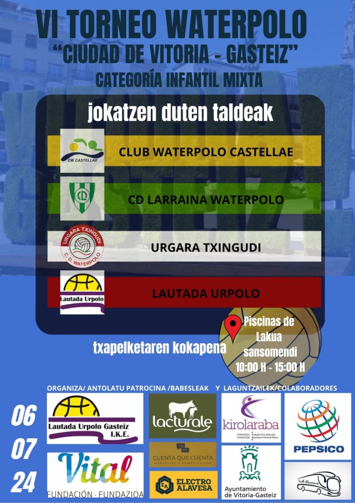 Cartel de torneo de waterpolo infantil mixto organizado por Lautada